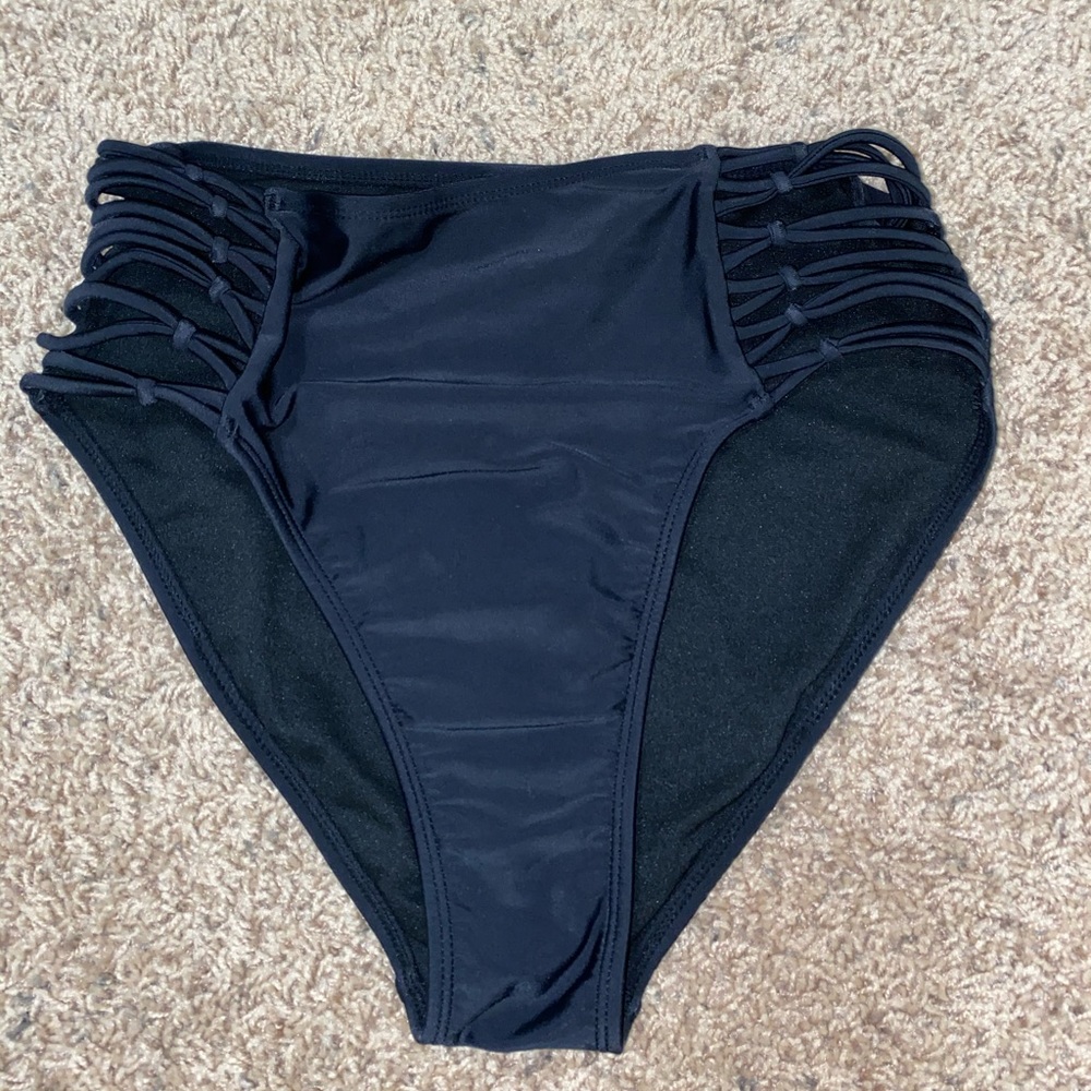 Black high rise bathing suit bottoms